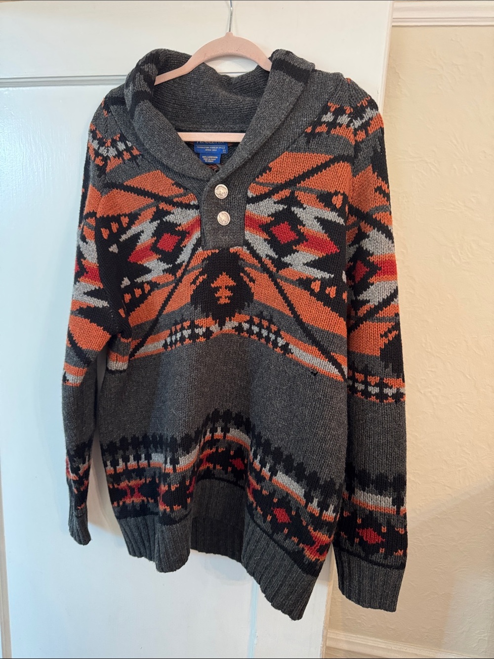 VTG Pendleton Lambs Wool Buffalo Nickel Crowl Sweater